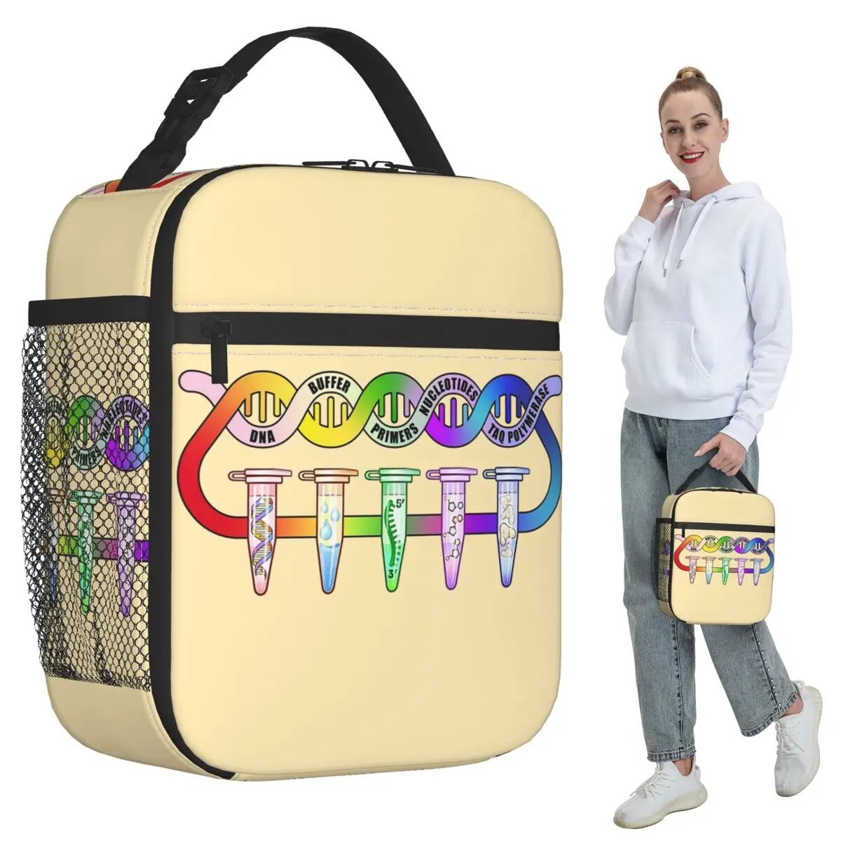 Components Pipette Tubes Biology Science Insulated Lunch Bag School Cooler Thermal Food Box Tote Portable Lunch Boxes Container