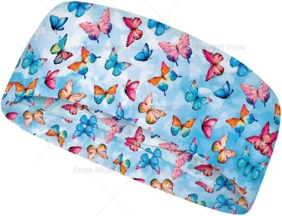 

Watercolor Butterfly Workout Headbands for Women Men, Unisex Sports Head Bands Sweatband for Running Yoga Gym Non-Slip