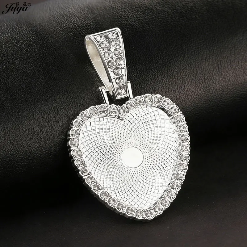 20PCS Wholesale Pendant Base 25/30mm Heart Cabochon Tray For DIY Pop Necklaces Supplies Jewelry Making Accessories