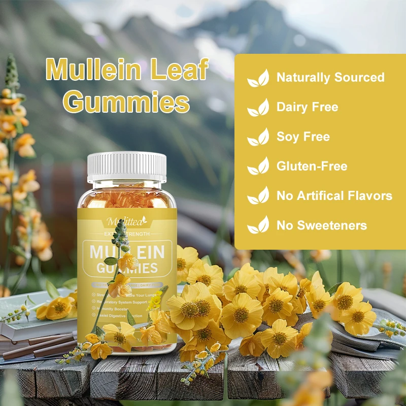 Mulittea مستخرج أوراق Mullein ، لبان تطهير الرئة ، تخفيف السعال ، الجهاز التنفسي الرقمي ، تقوية التنفس الصحي