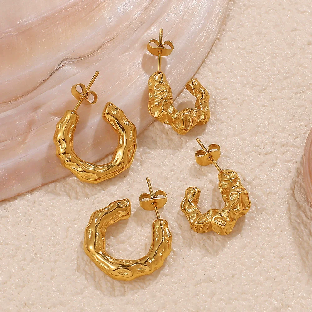 الفولاذ المقاوم للصدأ القلب أقراط للنساء 2025 تتجه الذهب اللون غير النظامية هوب القرط ثقب مجوهرات الحفلات هدايا aretes #2