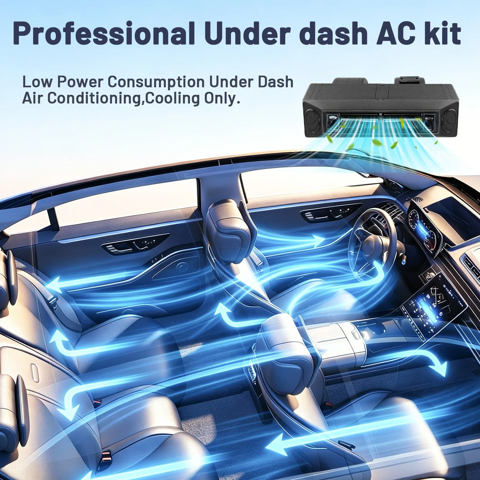 Treeligo Universal 12V Air Conditioner Underdash Electric Heat Cooling AC Unit Fit Car Automotive SUV Truck Camper Van Boat New