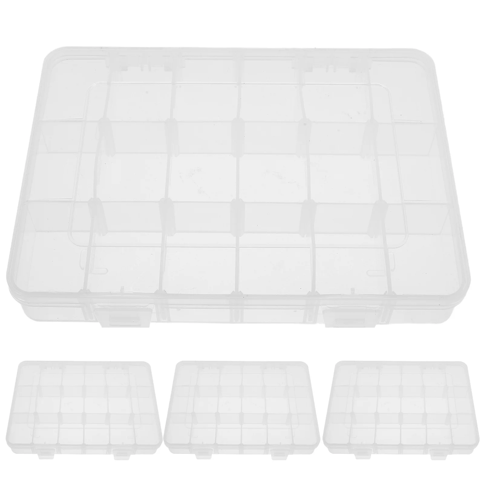 

4Pcs Multifunctional Jewelry Storage Box Clear Plastic Organizer Adjustable Dividers Beads Crafts Small Parts Tackle Organizer