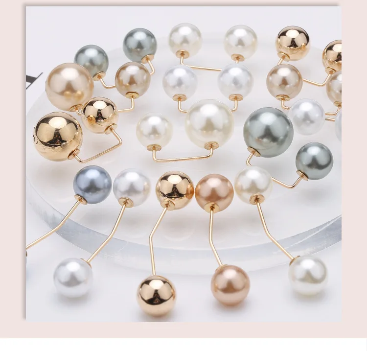Großhandel Doppel Perle Metall Brosche Für Frauen Kleidung der Zubehör Feste Sicherheit Pin Schal Clip Kleid Dekoration Perle Schmuck – Detail 15