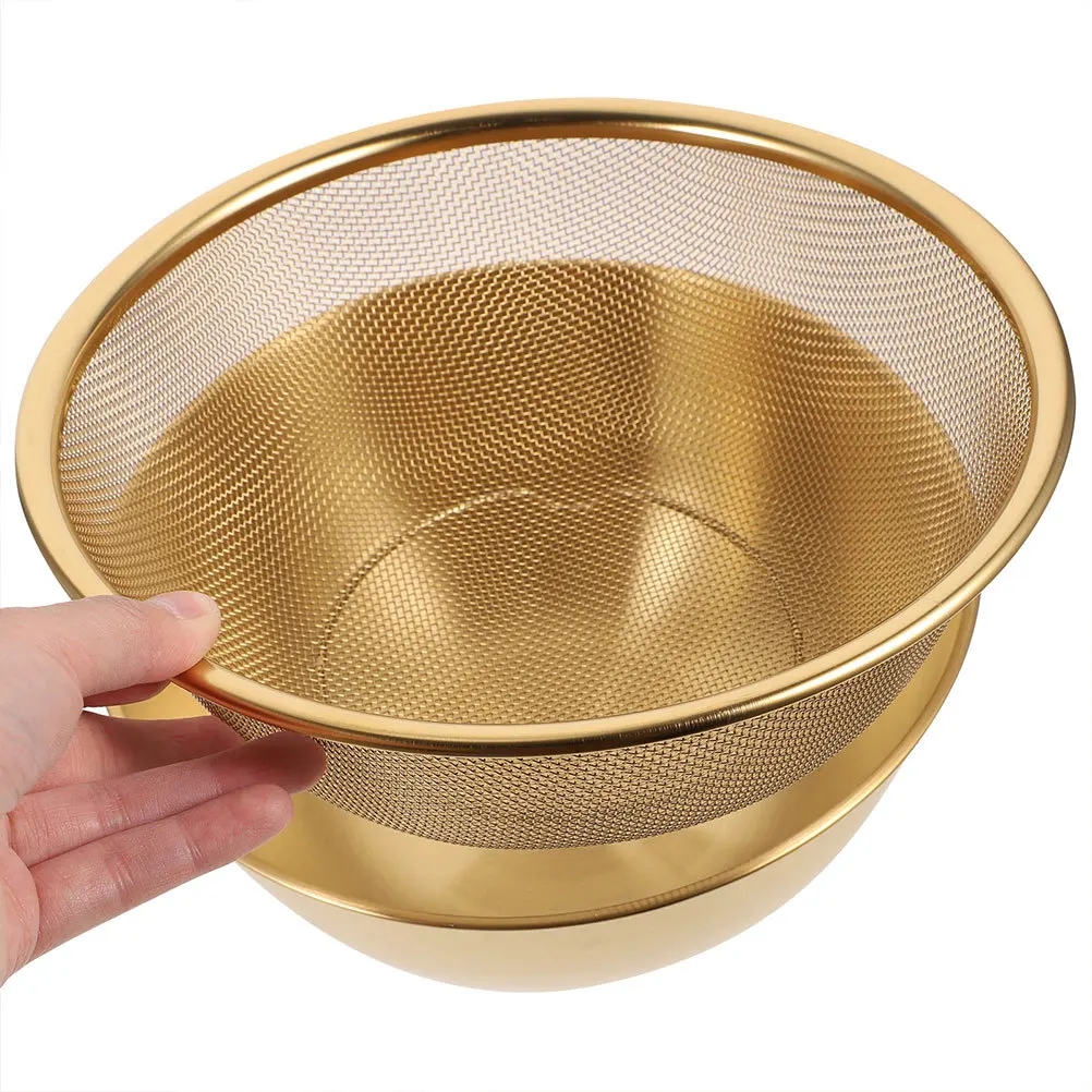 

1 set 1 Set Of Stainless Steel Vegetable Washing Basket Fine Mesh Strainer Bowl For Kitchen Rice Drainer Colander Fruit Basket