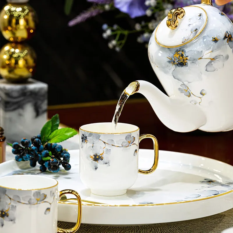 Ceramic teapot, water cup, living room household tea set, gift box