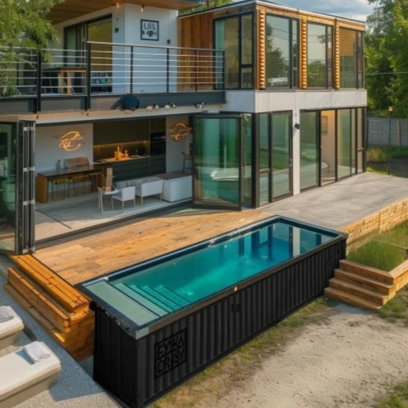 Large Outdoor Prefabricated Underground Swimming Pool, Waterproof Fiberglass Above-ground Container Swimming Pool