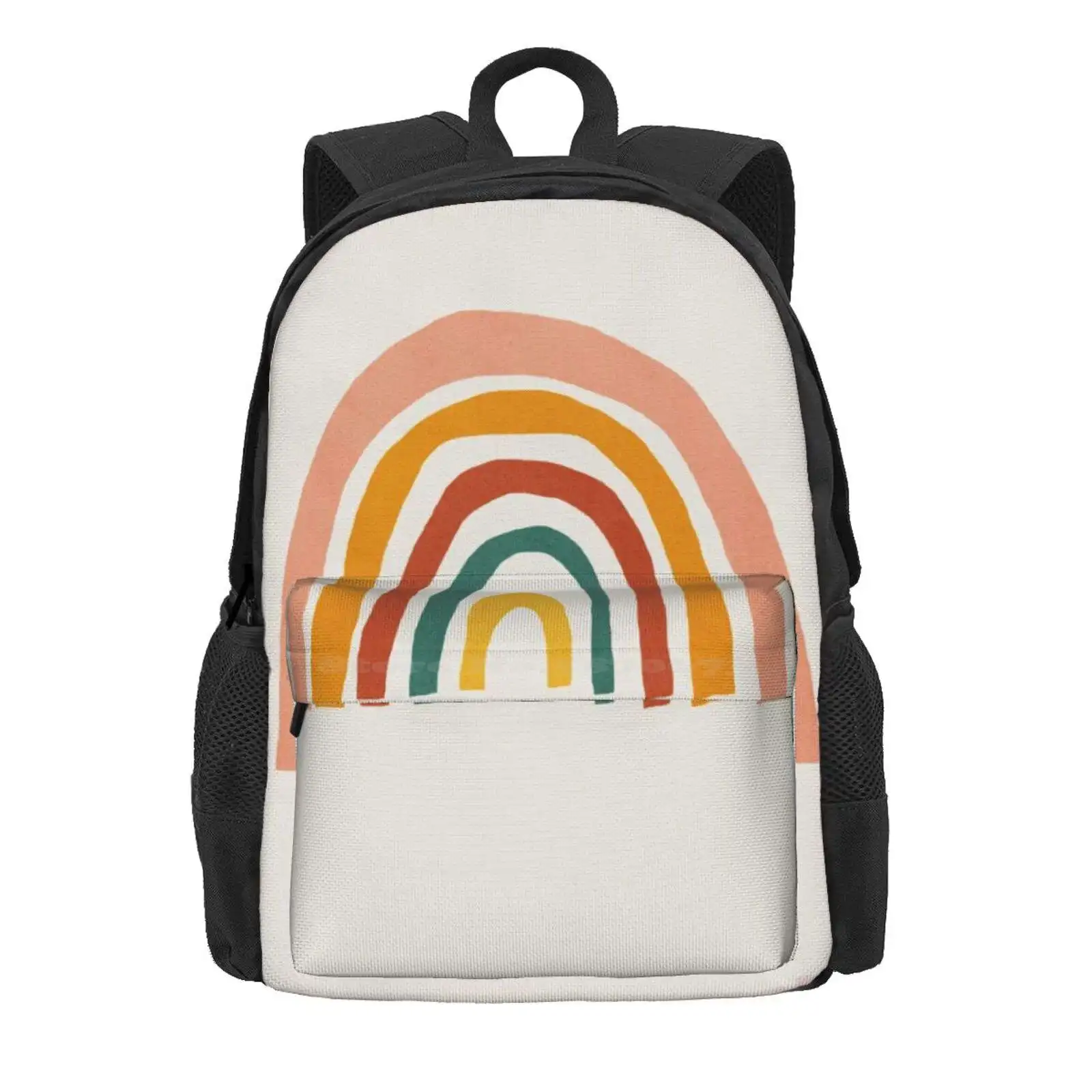 Rainbow, Abstract, Mid Century Modern Kids Wall Art, Nursery Room Hot Sale Schoolbag Backpack Fashion Bags Rainbow Mid Century