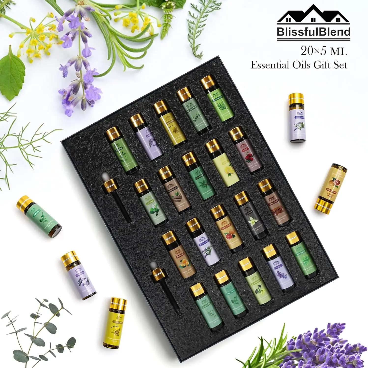 Pure Natural Essential Oils 20 Pcs Kits Gift Box For Diffuser Candle Skin Care Tea Tree Lavender Lemon Peppermint Eucalyptus etc