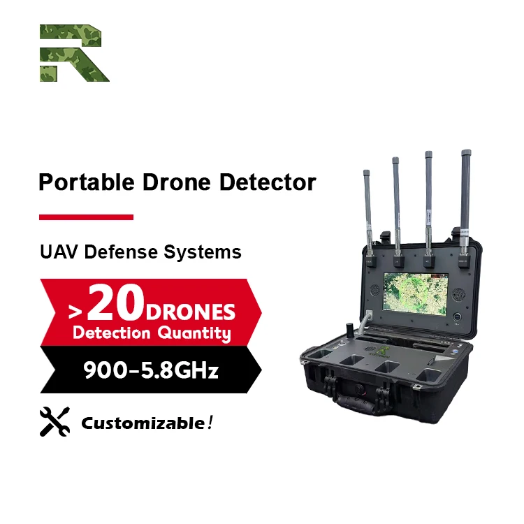 Détecteur 5KM longue distance 900-5.8Ghz pleine bande 360 °   Système de détection portable complet de personnalisation de l'espace aérien
