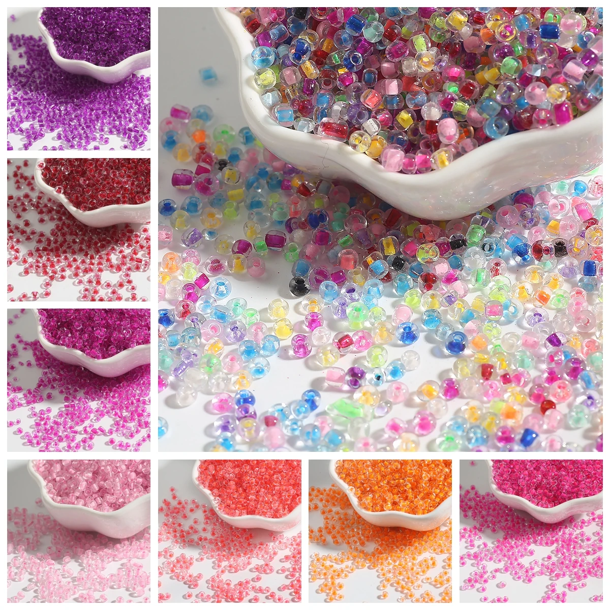 

2/3/4mm High-Quality Dye Core Glass Rice Beads Craft Beads for DIY Necklaces Bracelets Handmade Jewelry 15g/bag ≈1000/500/150pcs