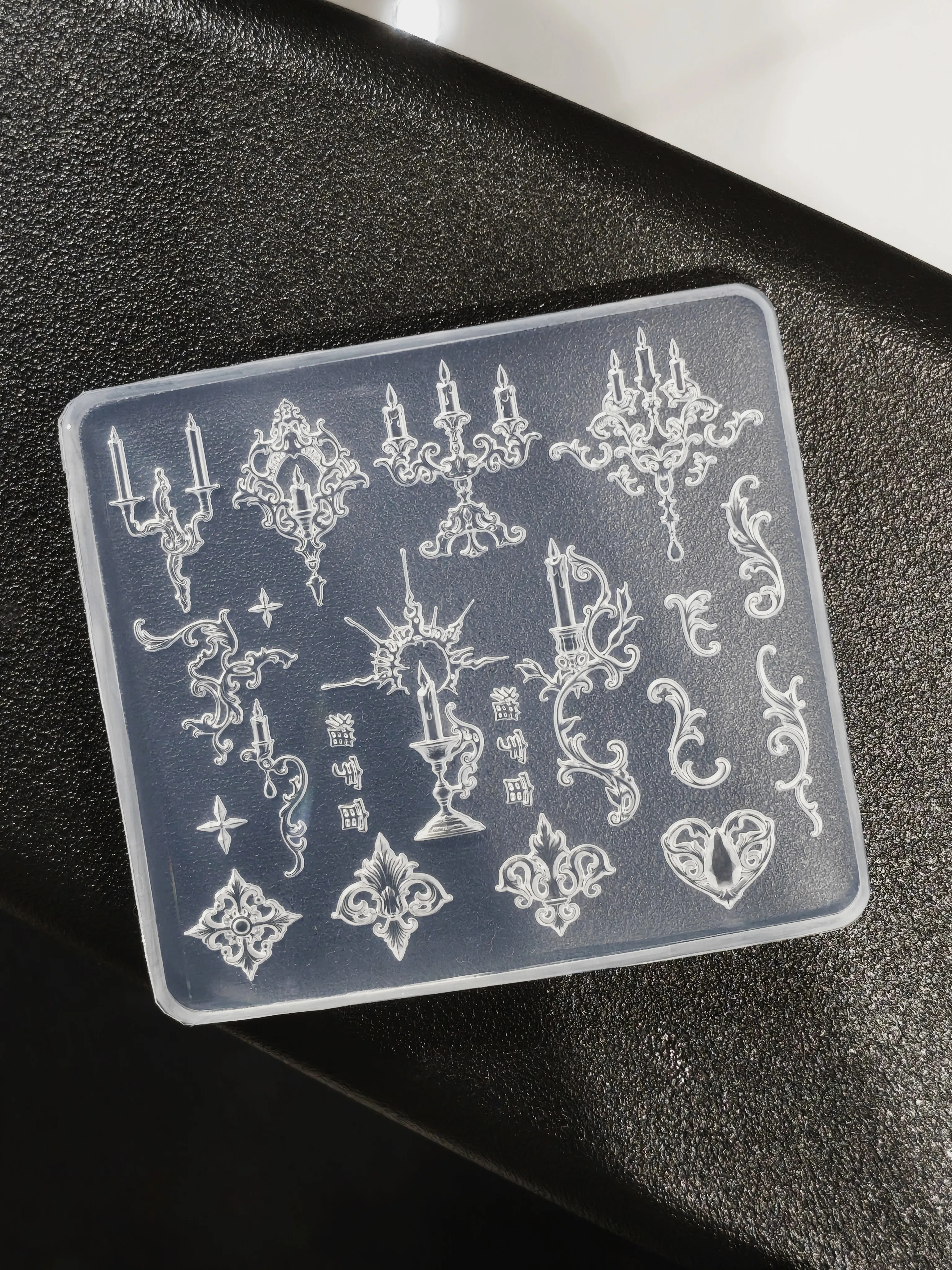 Retro Baroque Retro Candelabra Nail Art Mold 3D DIY Silicone Nail Decoration Tools