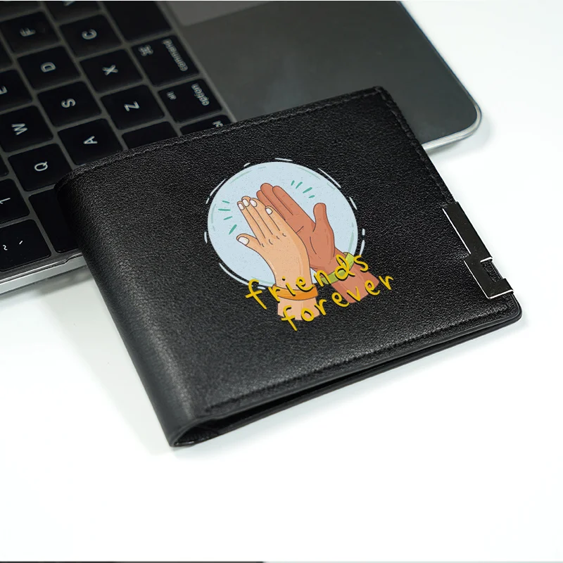 친구들과 함께 영원히 남자들을 위한 미니멀리스트 PU 지갑 세련된 컴팩트 디자인 가볍고 내구성이 뛰어난 일상 필수 패션 액세서리