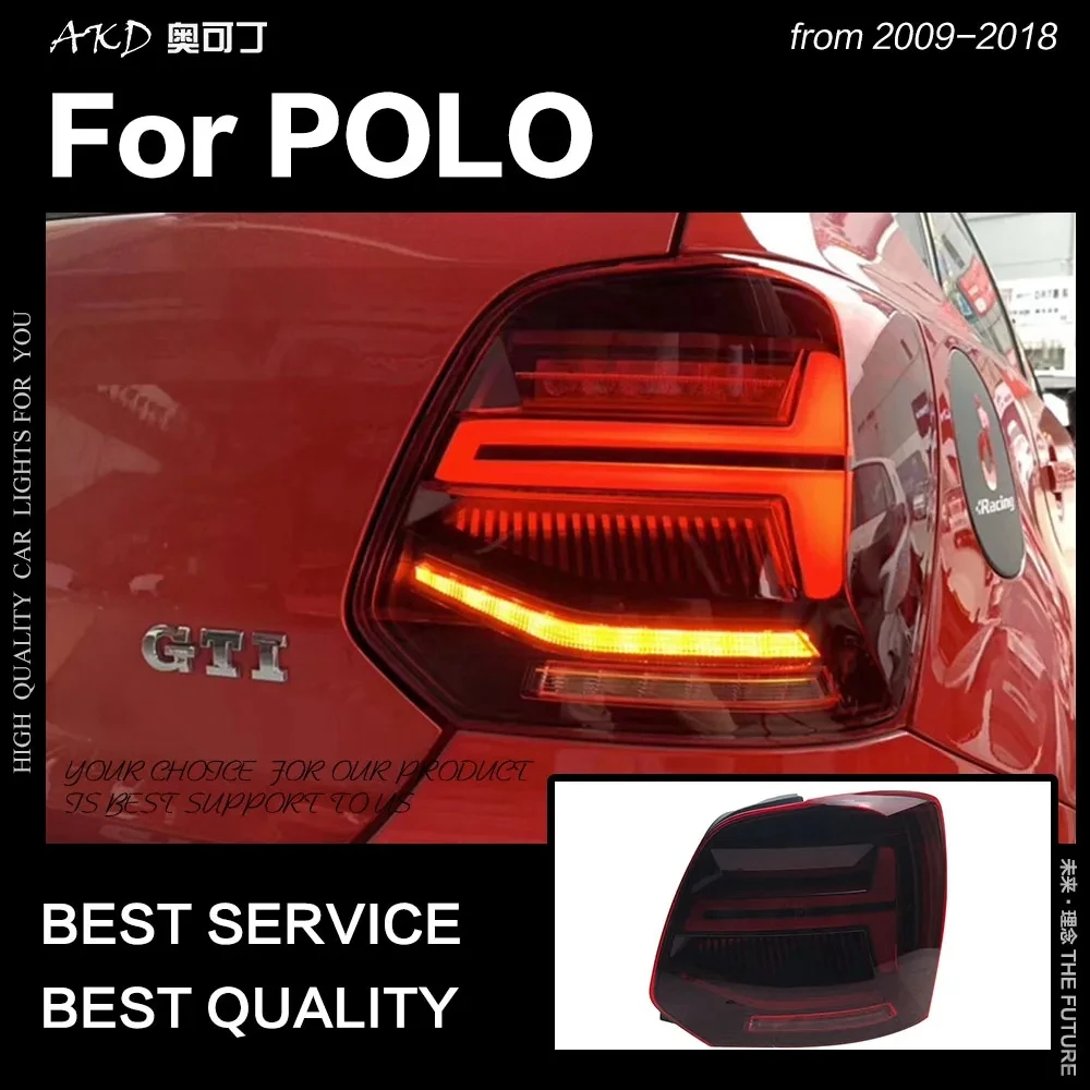 AKD Tail Lamp for VW Polo Tail Light 2009-2018 New Polo LED Rear Lamp LED Assembly Upgrade Dynamic Signal Auto Accessories 2PCS