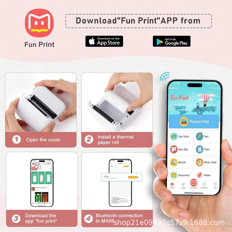 Customized-Border New Thermal Error Correction Picture Label Portable Pocket Printer Printer