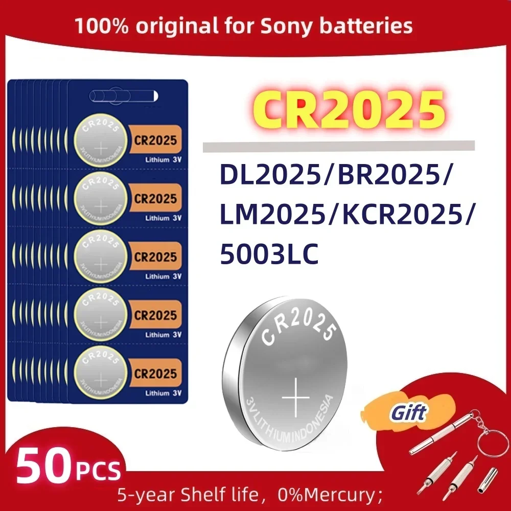 50PCS Original For Sony CR2032 CR2025 CR2016 CR1632 Lithium Battery Watch Calculator Car Key Remote Control Button Coin Cells