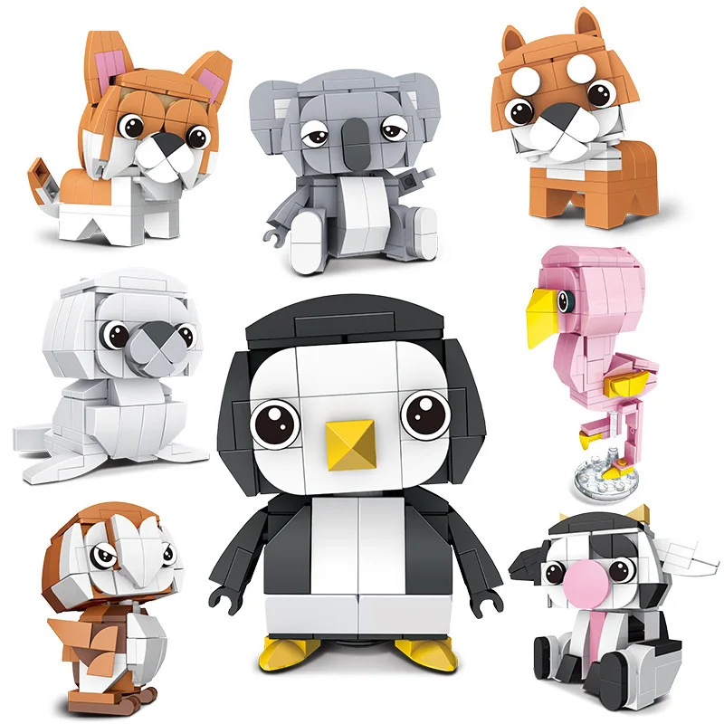 Cartoon animal series creative assembly puzzle building blocks toys display small particles boys and girls Christmas gifts