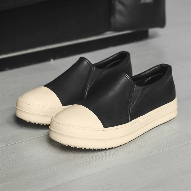 

Luxury Slip-on Men Sneaker Casual Low Top Quality Black Fashion Designer Men Shoe Leather Luxury Roman Platform Trainer