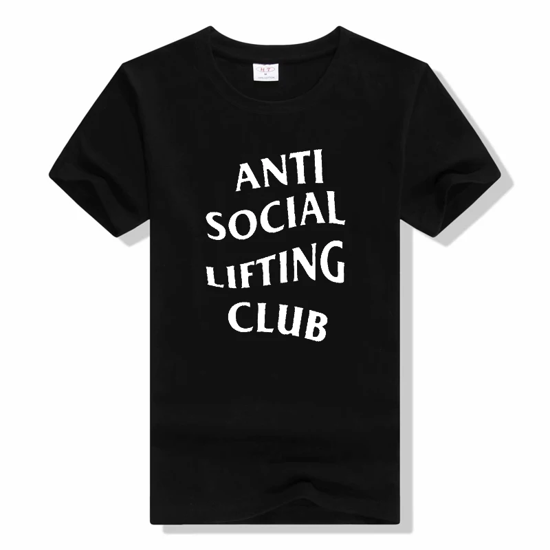 Anti Social Cardio Club T-Shirt Sarcastic Quote Letters Printed Graphic Tee Tops Funny Gym Fitness Clothes o-neck tshirt