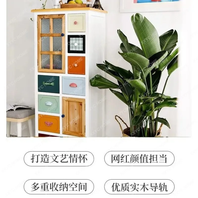 XX country solid wood living room Mediterranean modern simple book storage cabinet