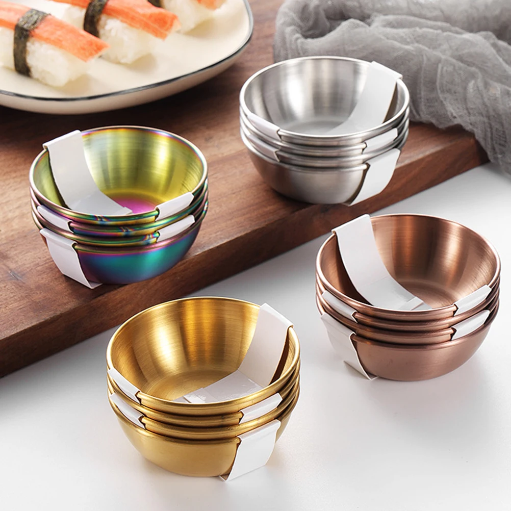 

4pcs Stainless Steel Dipping Premium Sauce Bowls For Kitchen Home Restaurant Use Spice Seasoning Bowls Deep Wide Mixing Dish