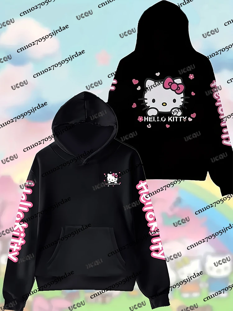 

Sanrio Hello Kitty толстовки для мужчин милая толстовка с героями мультфильмов для детей осень-зима новый пуловер с капюшоном мужская женская одежда