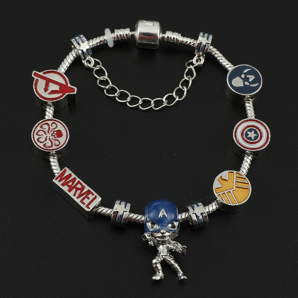 Marvel The Avengers Bracelet Superhero Captain America Pendant Fashion Metal Bracelet Jewelry DIY Charms Jewelry for Fans Gifts