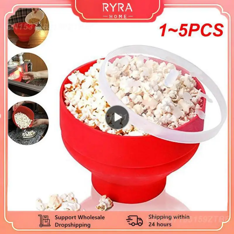 1~5PCS High Temperature Silicone Popcorn Maker Chips Fruit Dish Home Microwaveable Popcorn Maker Foldable Baking Popcorn