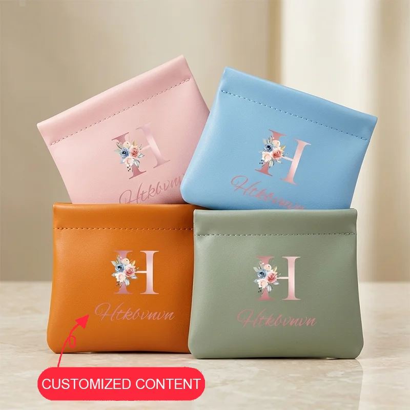 Customization Automatic Closed Purse Bag Mini Earphone Charging Cable Storage Bag Portable Zero Wallet Coin Lipstick Storage Bag