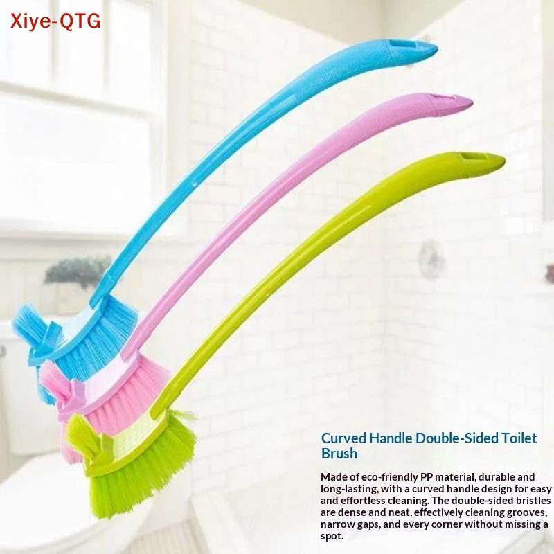Hot！Curved Toilet Brush With Stiff Dense Bristles Nonslip Long Handle Perfect For Household Bathroom Deep Cleaning