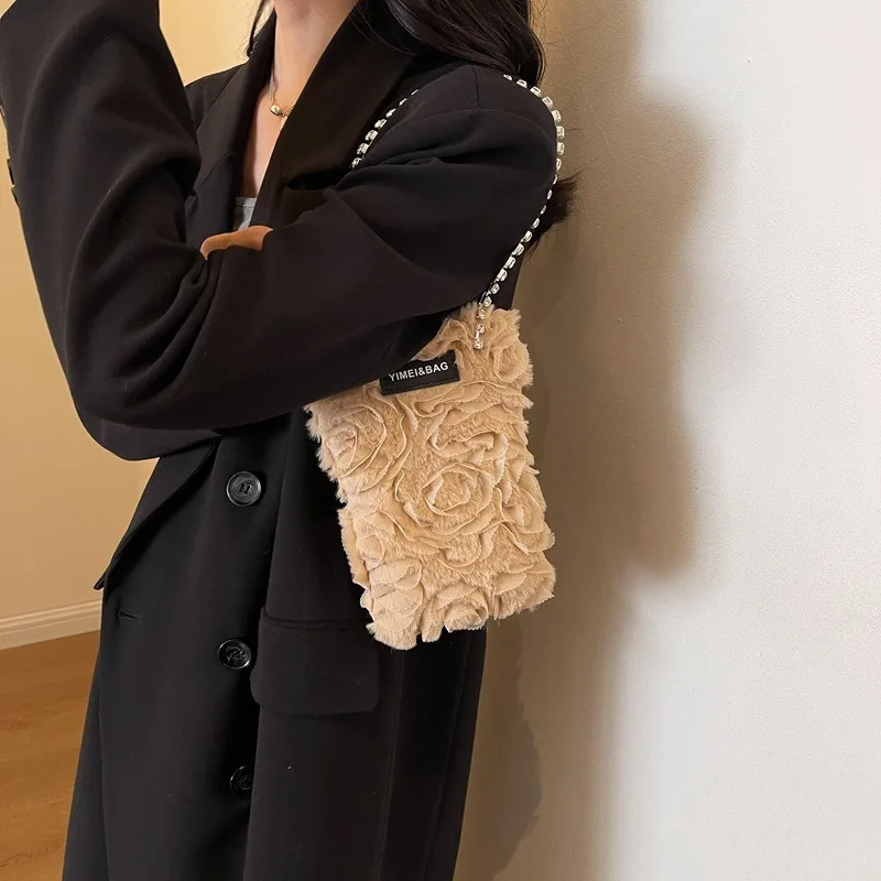 Mini Shoulder Bag Square Fashionable Simple Flower Style Evening Bags for Women Casual Shopping Phone Pouch Coin Purses Card Bag