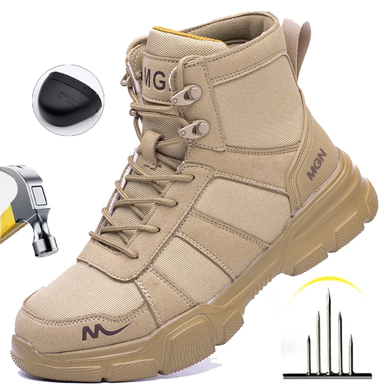 Work Boots Hiking Sneakers Safety Shoes Construction Steel Toe Work Shoes Safety Boots Men Shoes Anti-puncture Working Sneakers