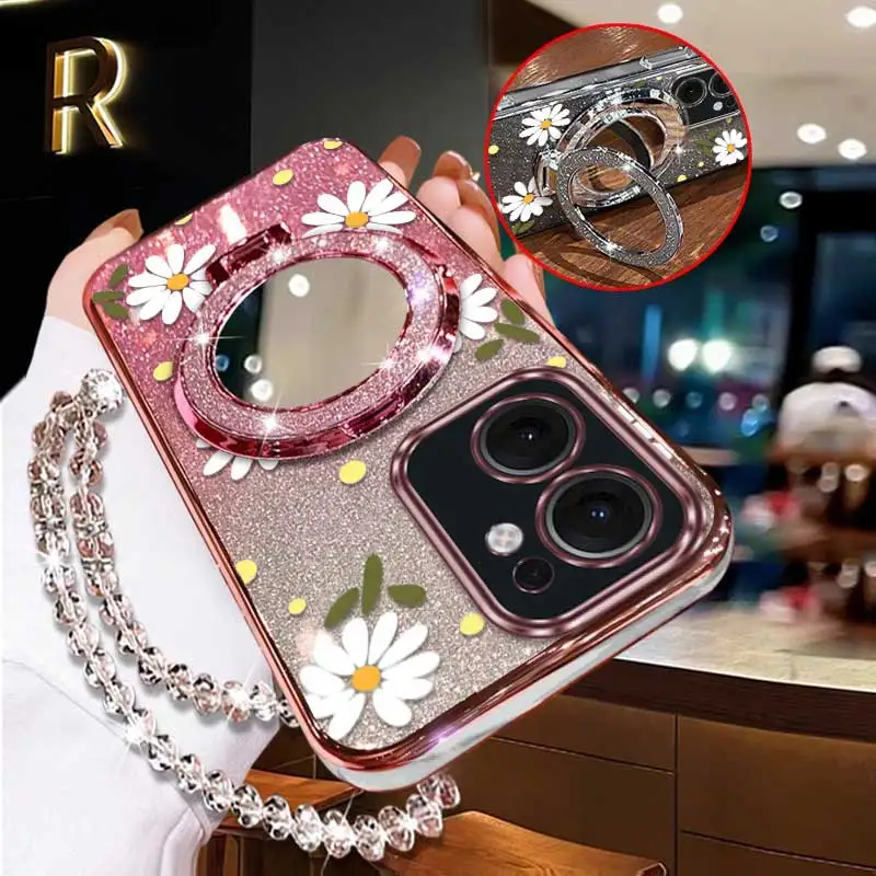 3pcs(Fresh little daisies Phone Case+Lanyard+Stand)For OPPO Reno13F/Reno14/Reno15C/reno12/Reno12Pro/Reno12F/Reno14Pro Phone Case