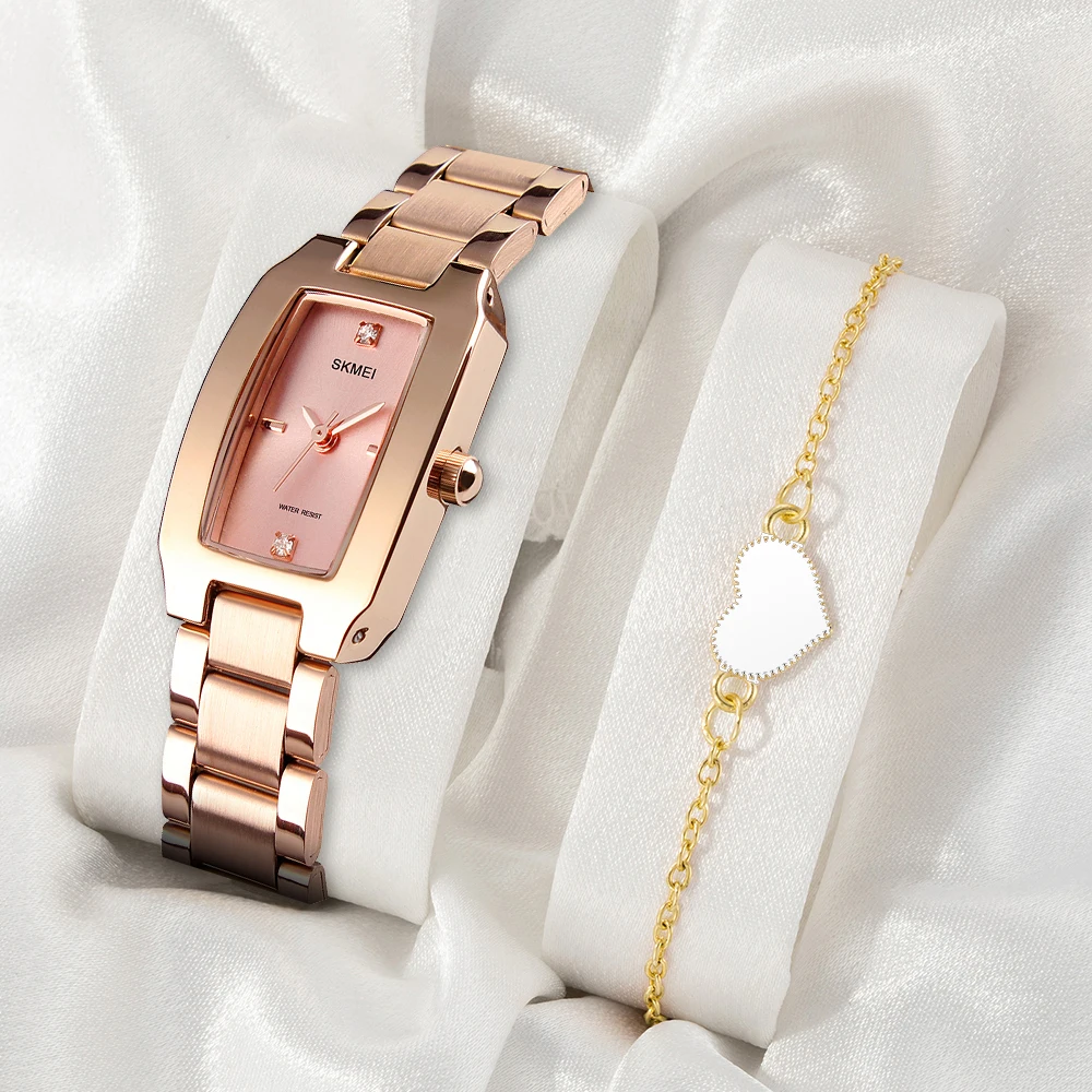 

SKMEI модные женские наручные часы браслет с бриллиантовым циферблатом для девочек элегантные женские кварцевые часы романтический стиль