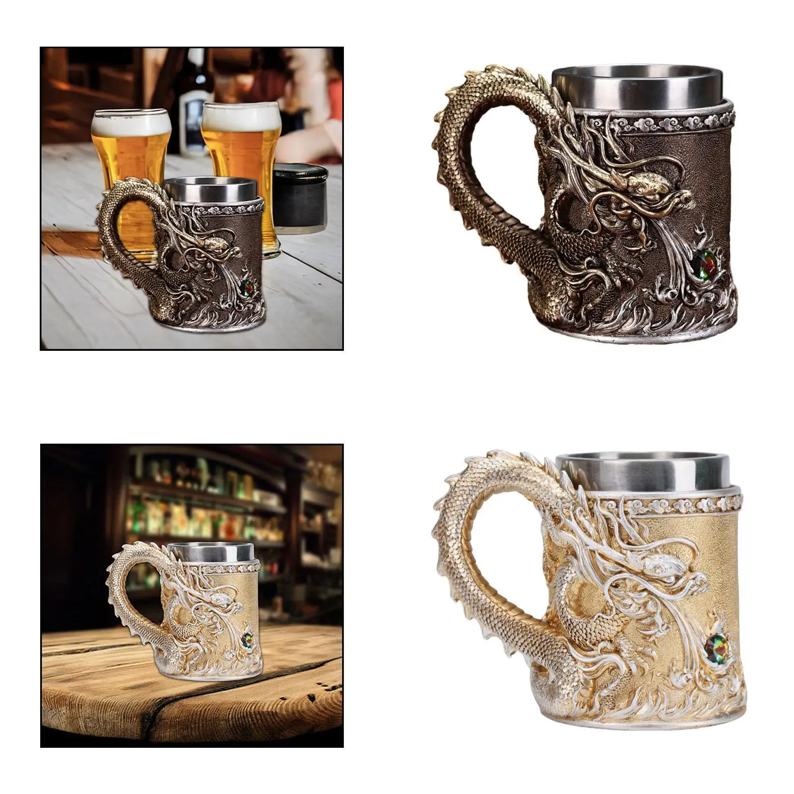 Taza Tankard de acero inoxidable, taza de viaje, taza de té, vajilla con asa, taza Medieval para el hogar, oficina, coche, fiesta saliente