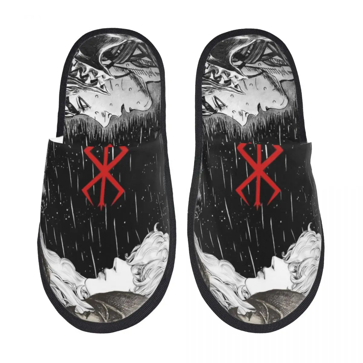 Japan Anime Berserk Guts Winter Cotton Slippers Living Room Cozy Household Fur Slippers Slides Anti-skid