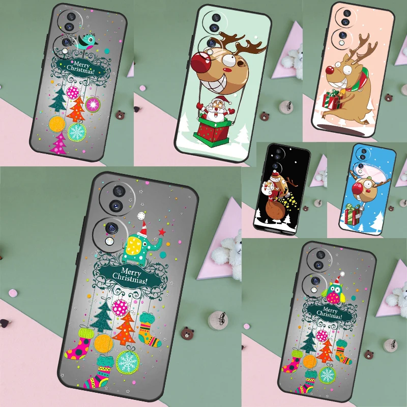 Merry Christmas Decorations Reindeer Coque Back Case For Honor X8a X9a X7a X6a 10 50 70 90 Lite X7 X8 X9 8X Magic 4 Lite 5 Pro