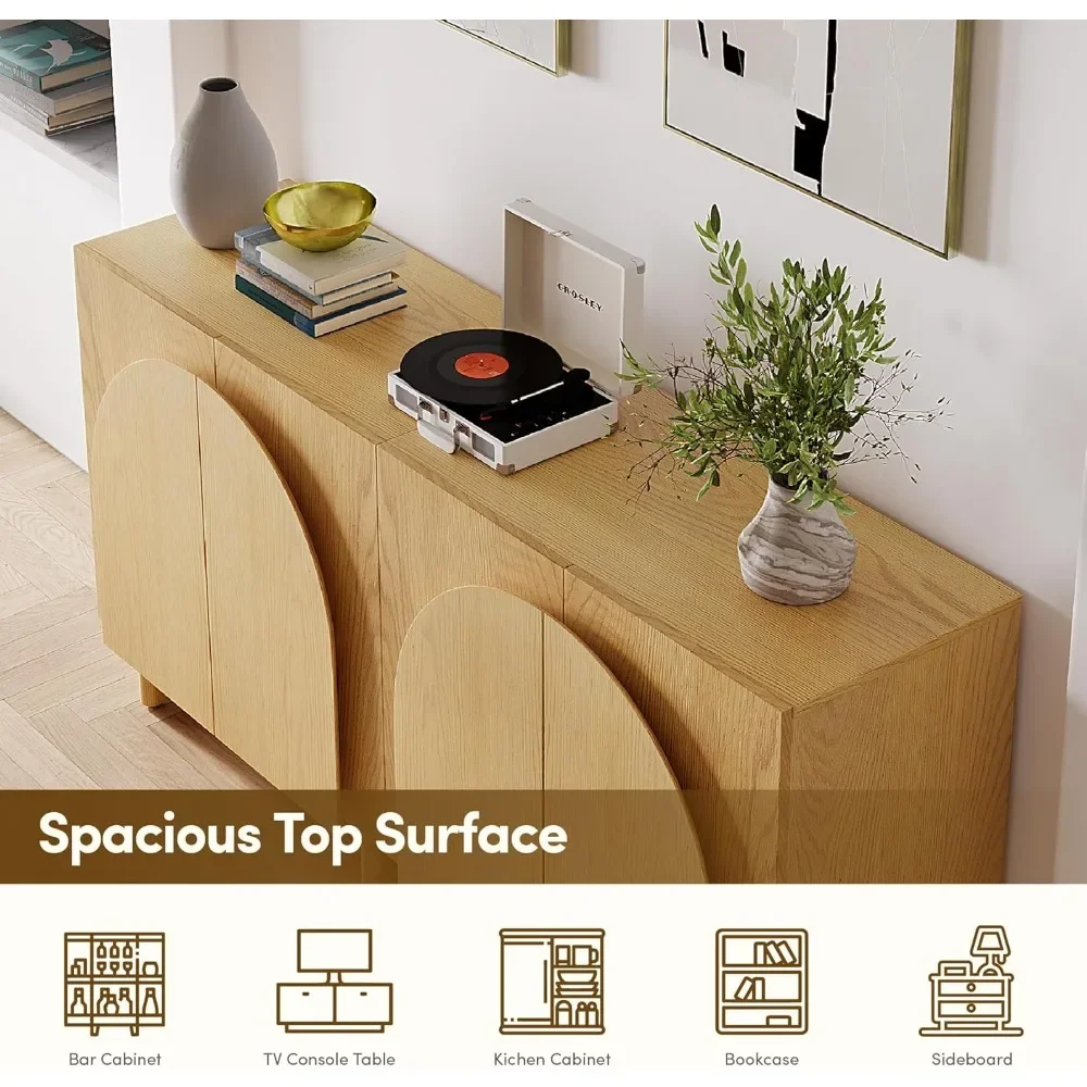 

Mid-Century 65 Modern Arched Door Wooden Storage Cabinet, Set of 3, Versatile, Buffet and Media Console with Soft-Close Hinges