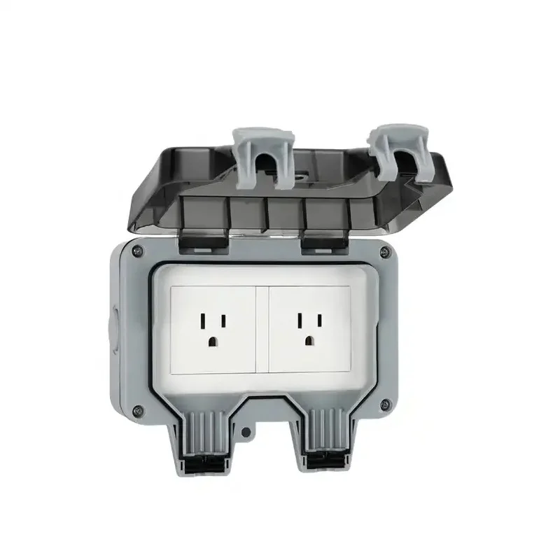 2Way Double Waterproof Outlets Outdoor Sockets UK 13A  US EU Universal Standard Sockets with Protection Cover CE IP66 IK08