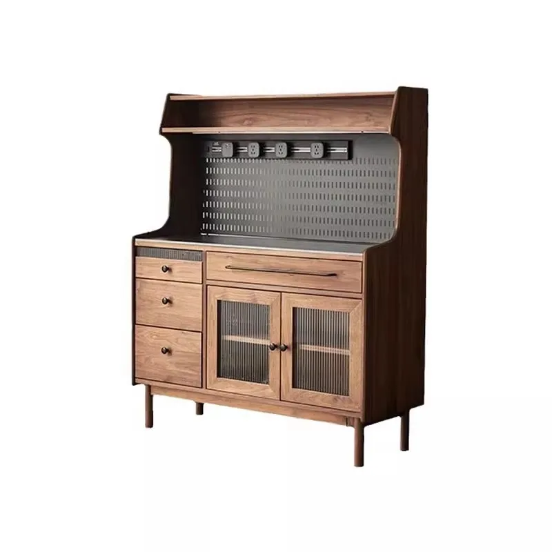 

Black walnut all solid wood dining side cabinet modern simple tea cabinet