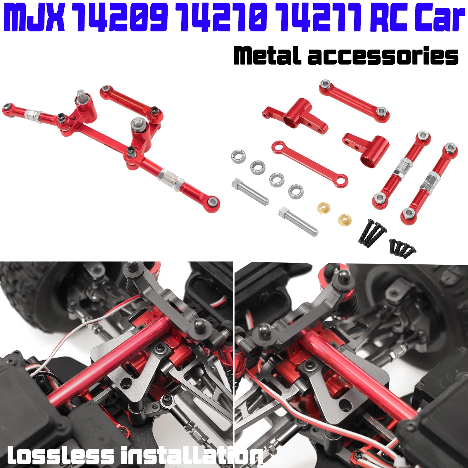 Metal steering component rod servo rod For MJX HYPER GO 1/14 14209 14210 14211 remote control car upgrade accessories