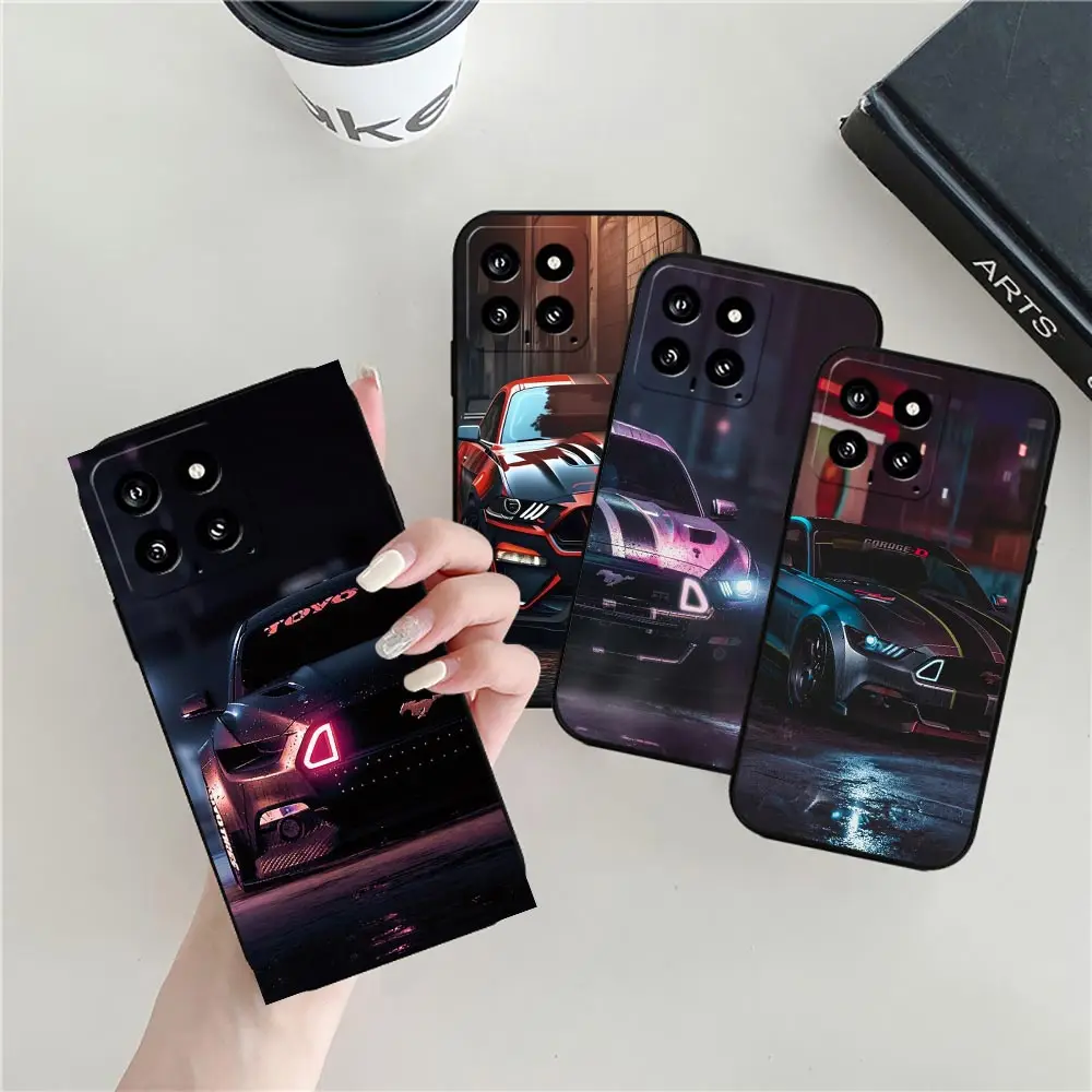 Luxury Sport Cars M-Mustang Phone Case For Xiaomi 14 12 12T 11 11T 10 10T CC9 9SE POCO F5 F4 X5 X4 M6 M5 M4 PRO Black Soft Cover