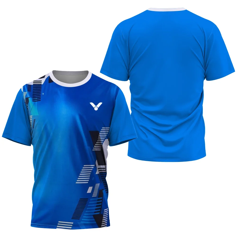 Geometrischer Block 3D-gedrucktes Badminton-Sporttrikot für Herren und Damen, Unisex, schnell trocknend, atmungsaktiv, für Training und Wettkampf, kurzärmeliges Oberteil – Detail 14