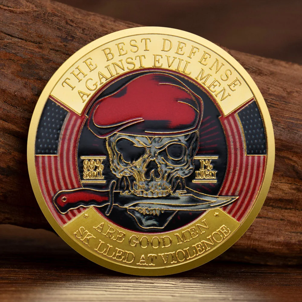 Mediator Commemorative Coin Gold-plated Anti-violence and Anti-Evil Skull Collectible Coin
