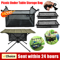 Mesh Basket Organizer Camping Foldable Table Storage Net Bag Under The Table Mesh Pouch Under Table Storage Bag for Camping