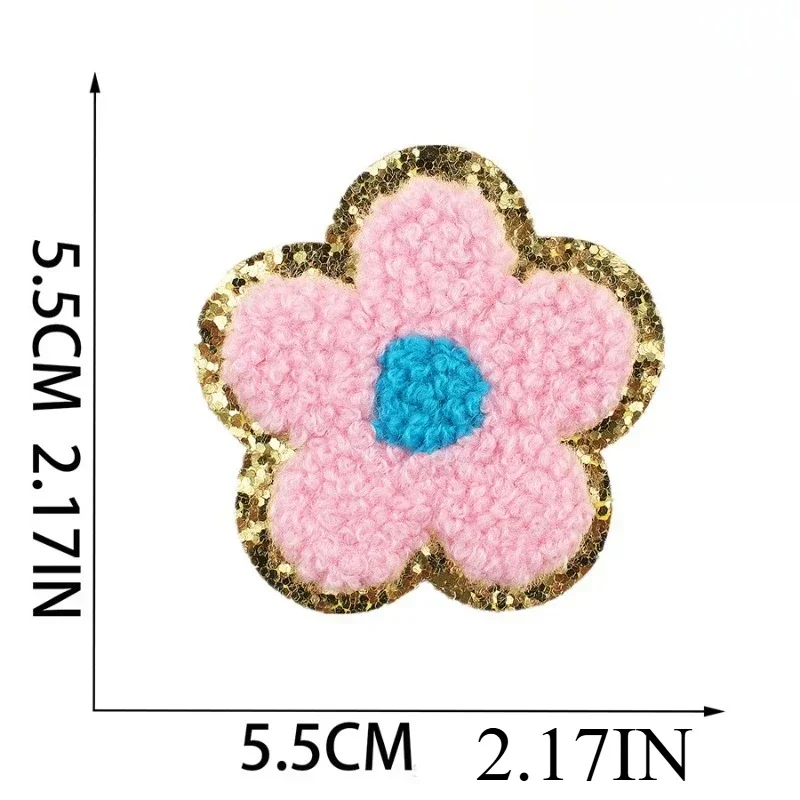 Colored Flower Towel Embroidery Patch Sticker Grit Embroidery Cloth Sticker Clothes Decoration Small Flower Embroidery