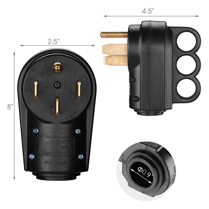 RV レセプタクル交換用電源プラグ 50AMP 14-50P 125V/250V 交換用電源プラグ トラベルトレーラー RV アクセサリープラグ US プラグ