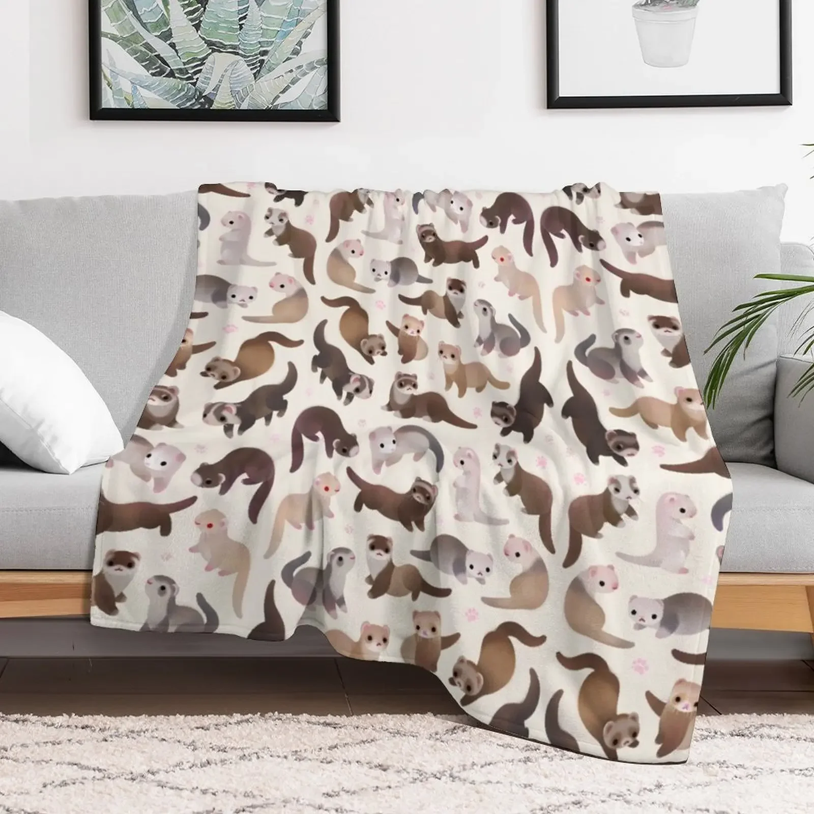 Ferret - bright Throw Blanket Flannels warm winter Sofa Quilt Extra Large Throw Blankets