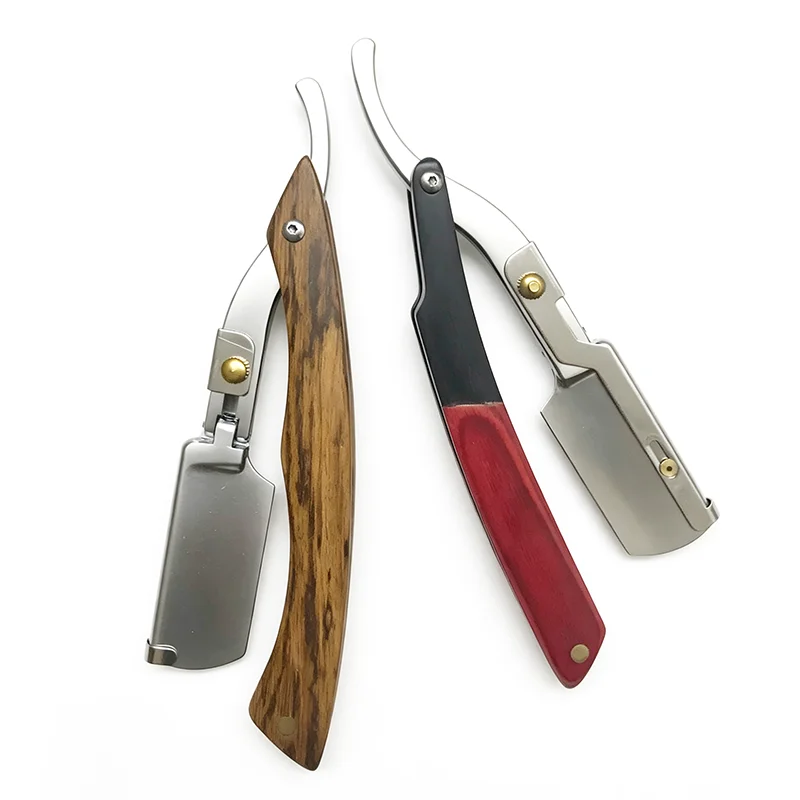 Barber Straight Razors for Men Natural Wood Handle Fit Double Edge Blades KnivesProfessional and Close Shaving With Blades