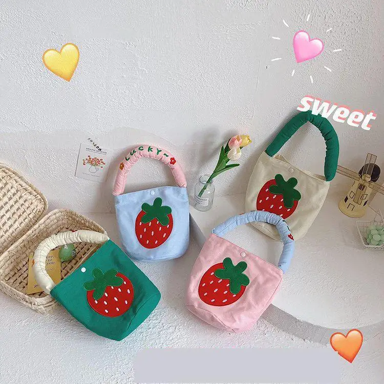 Bolso cruzado con estampado de fresa para niños y niñas, Mini monedero de piel suave con estampado Floral para verano